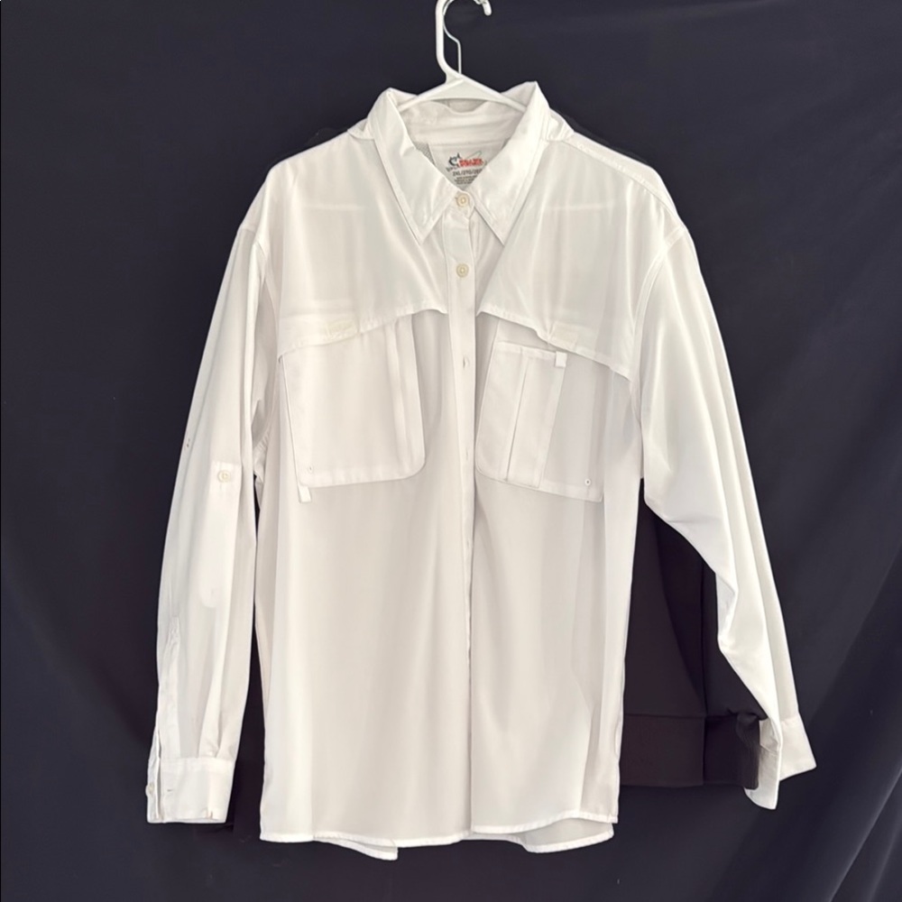 Bass Pro Shops White Button Down fishing shirt